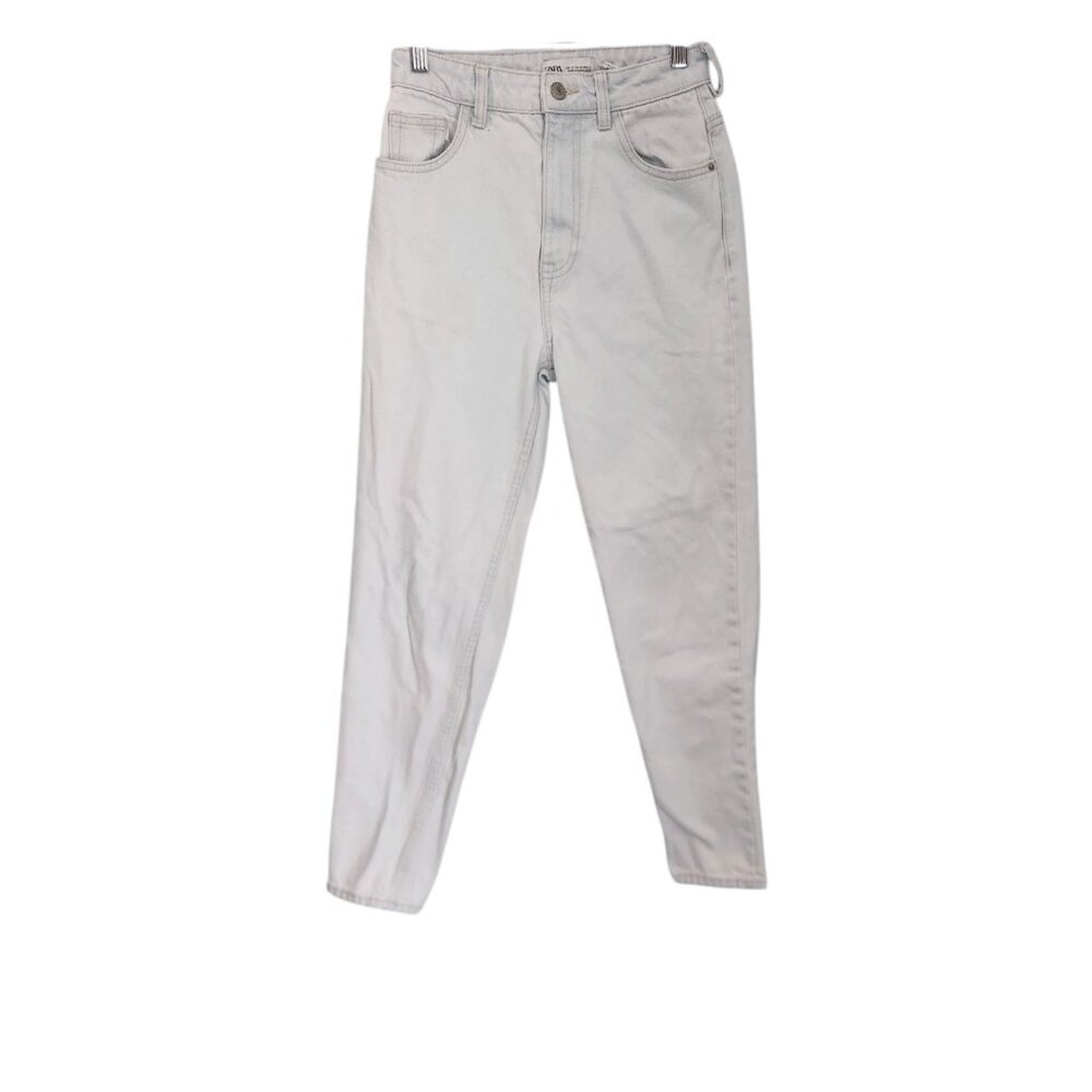 Zara Jeans Join Life Mom Jeans‎ High Waist Tapered Leg Denim Light Blue Sz 00